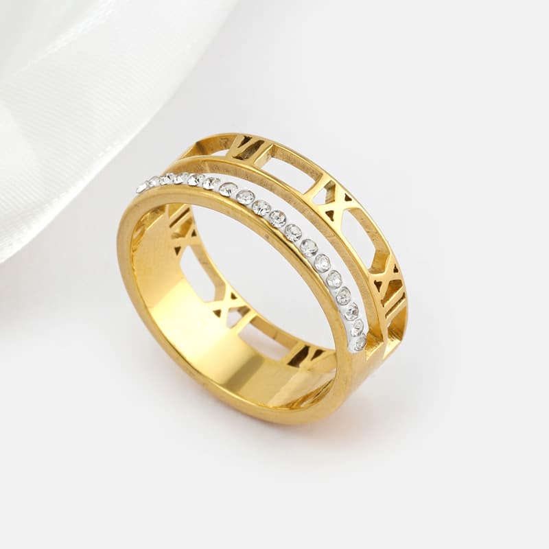 Anillo calado de acero inoxidable con números