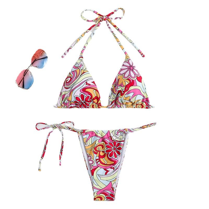 Bikini triangular estampado para mujer