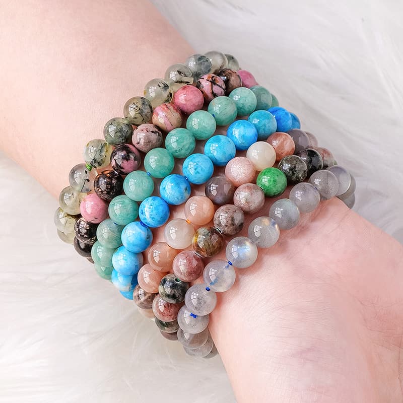 Pulsera de cuentas de cristal natural de 8 mm