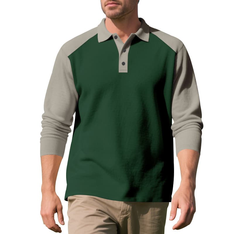 Playera de golf con cuello de solapa y manga larga
