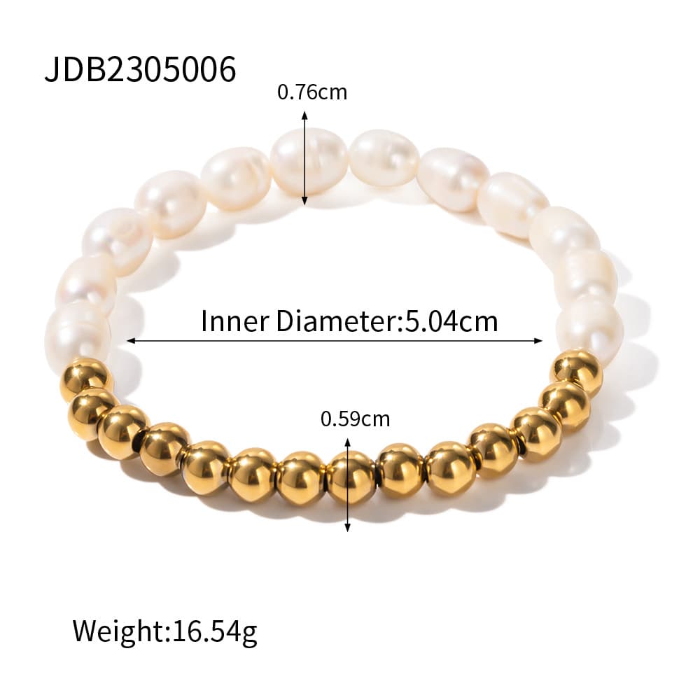 Pulsera de perla de agua dulce en acero inoxidable