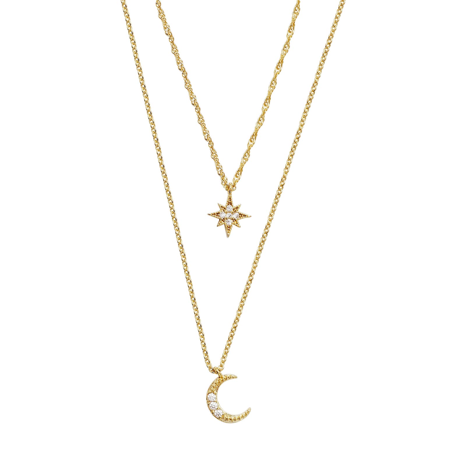 Collar doble con elementos astrales y lunares