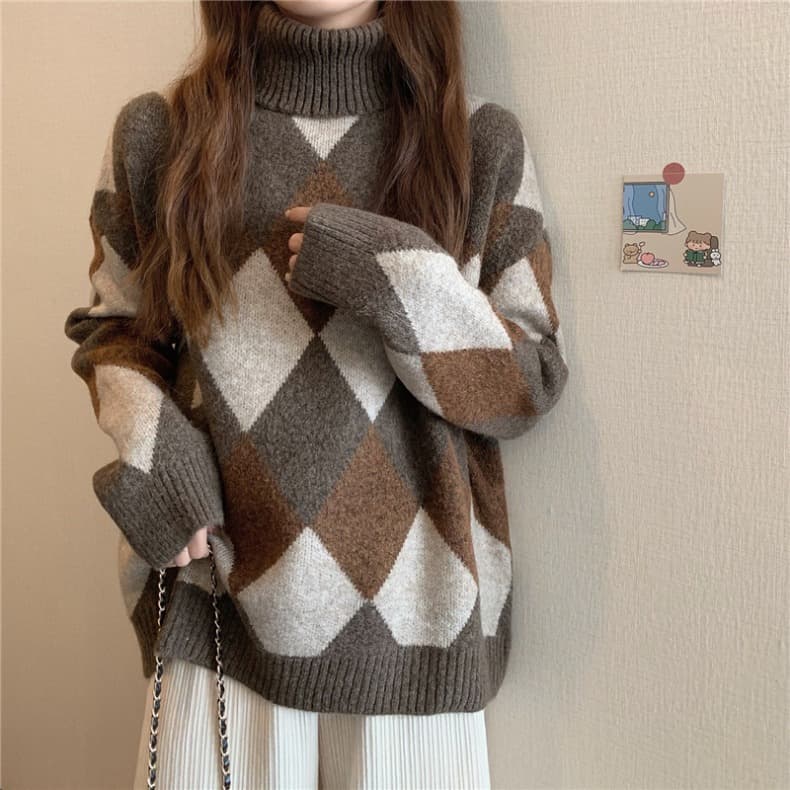 Sudadera holgada estilo cómodo con cuello alto