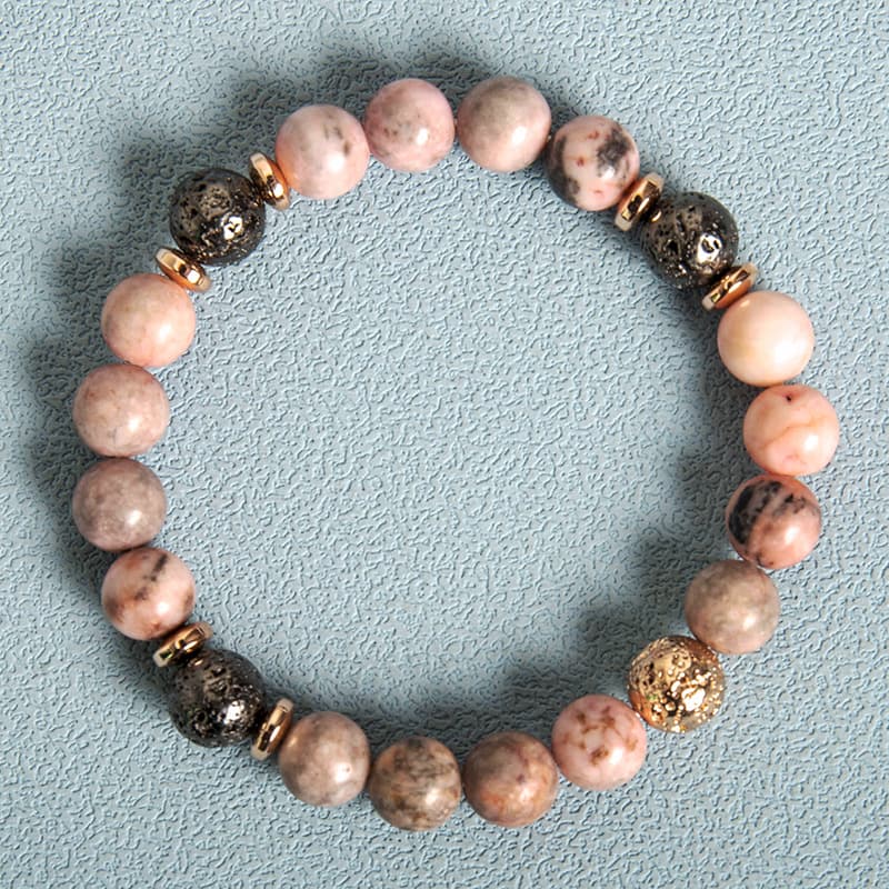 Pulsera de cuentas hematita zebra con espaciadores