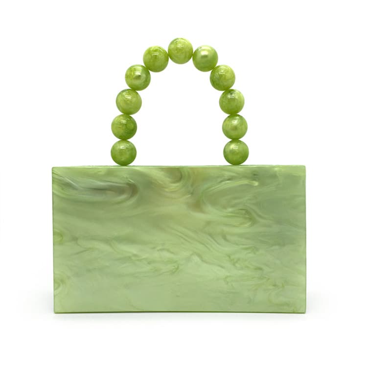 Bolsa de noche cuadrada mini con asas de perlas