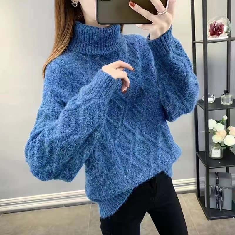 Suéter grueso estilo coreano con patrón diamante