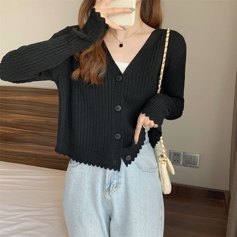 Cardigan tejido mujer escote V con rayas