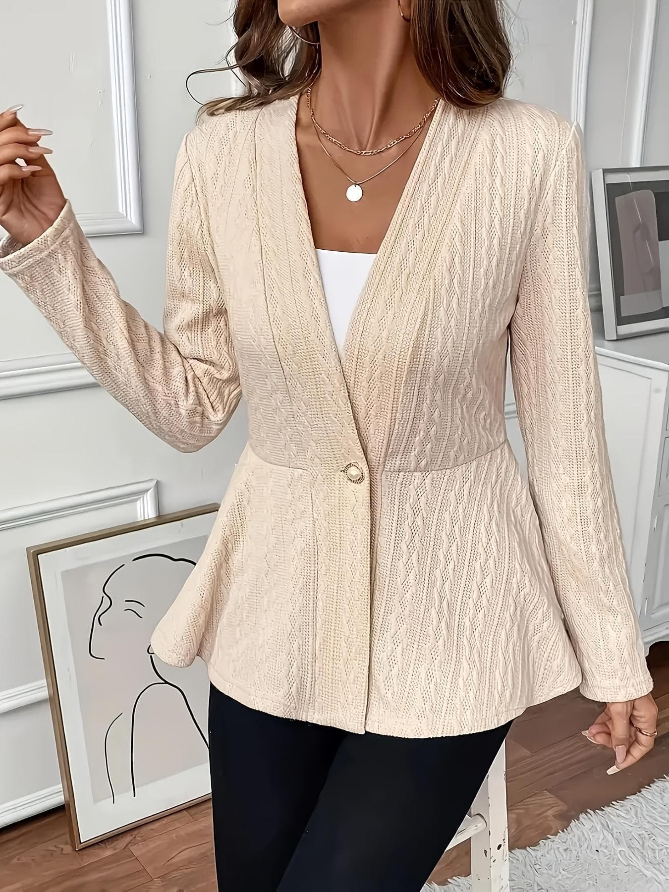 Cardigan tejido para mujer con un botón en color sólido