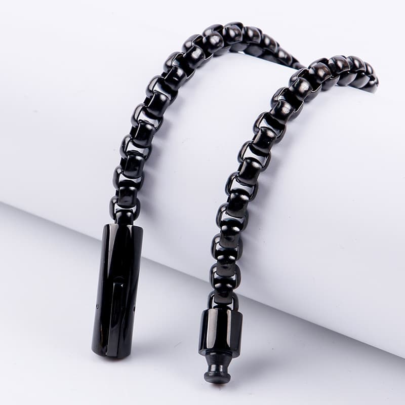 Pulsera acero titanio con perla hombre