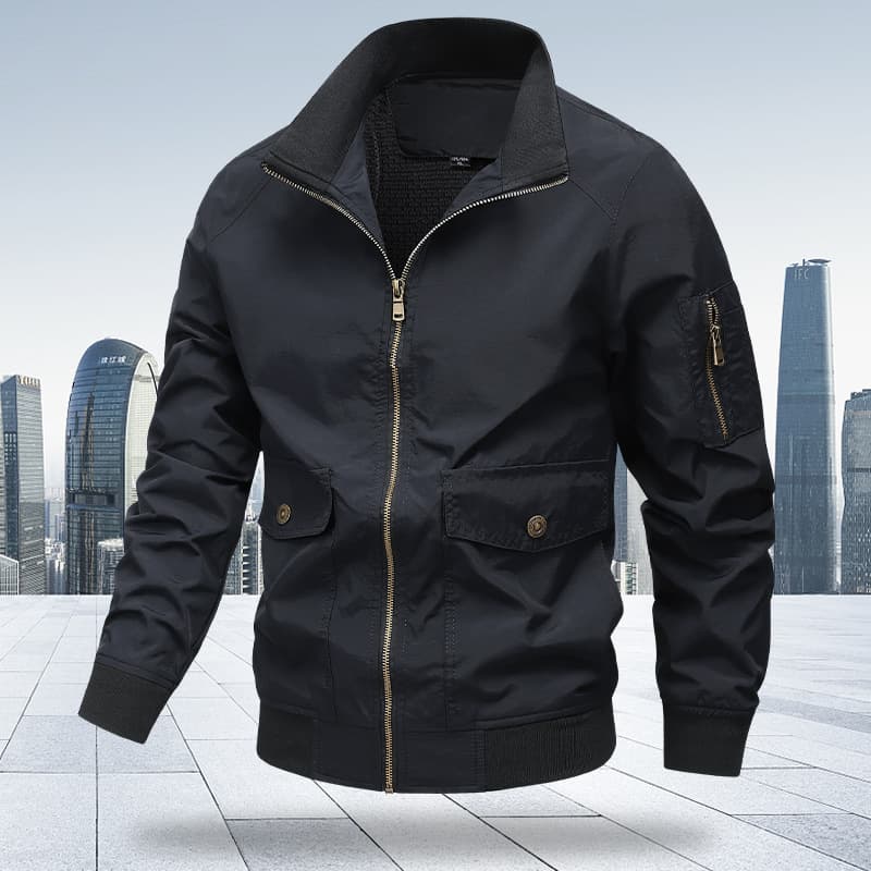 Chaqueta para hombre con cuello polo, estilo juvenil cálido