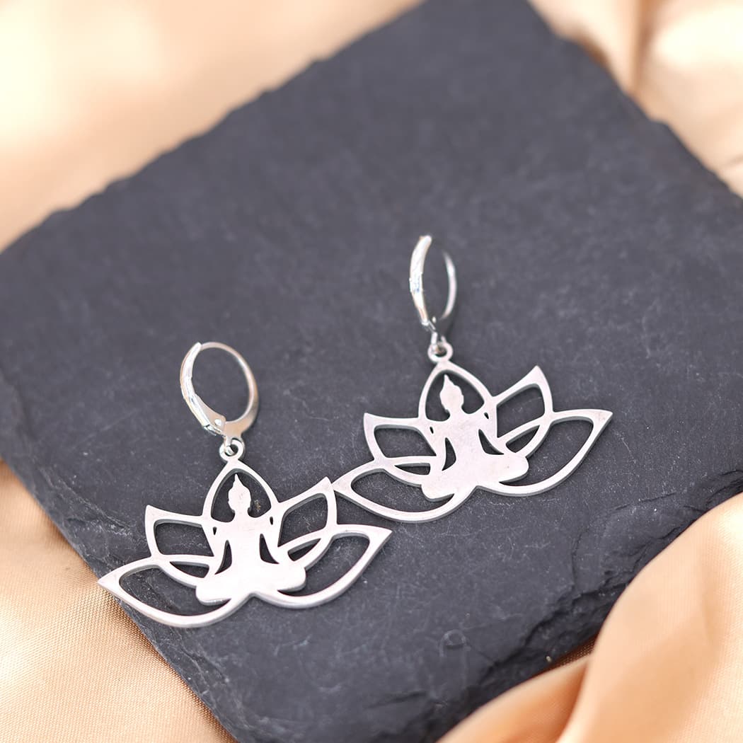 Aretes bohemios de acero inoxidable para boda