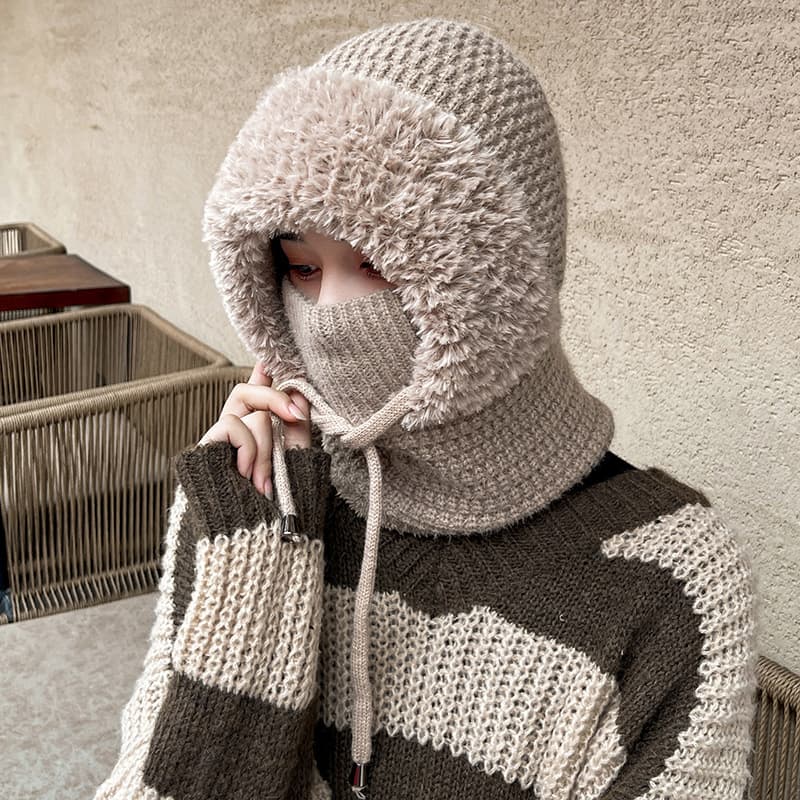 Gorro de lana acrílica con forro polar protección de cuello