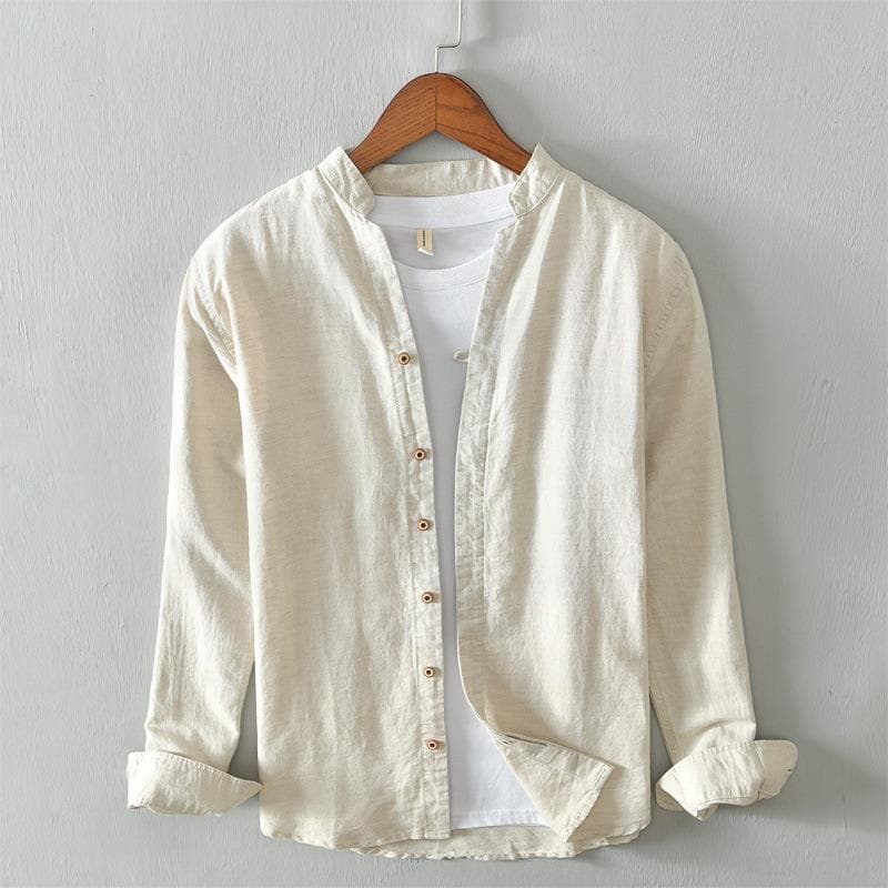 Camisa casual de lino con mangas largas