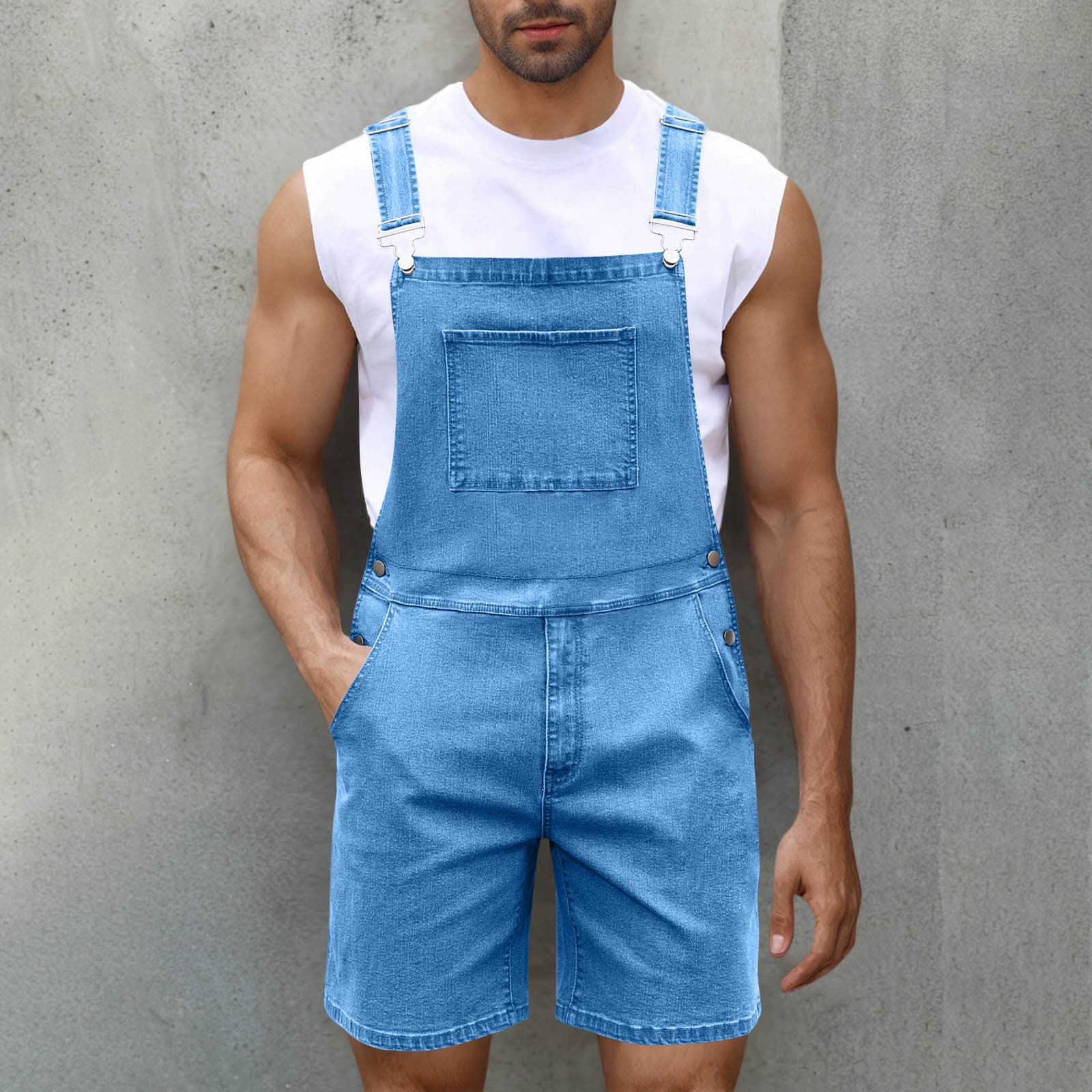 Shorts de mezclilla con cierre de cremallera para hombre