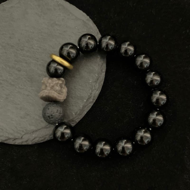 Pulsera Xingshi de piedra plateada estilo retro