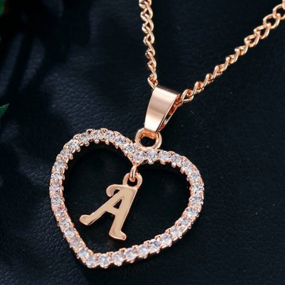 Collar 26 letras alfabeto corazón con circonia acero