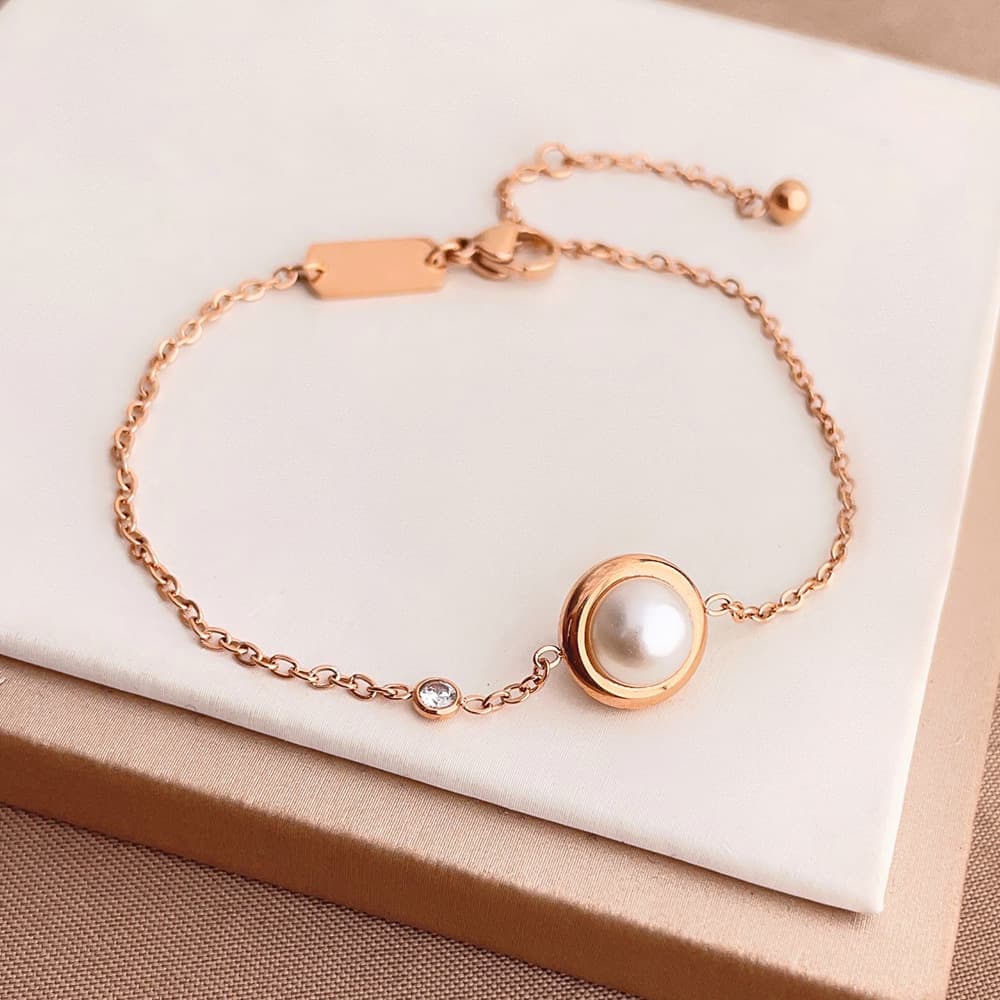 Pulsera de perla de la suerte con diseño geométrico