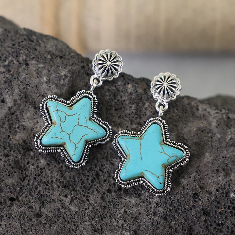 Aretes turquesa de estrella de cinco puntas