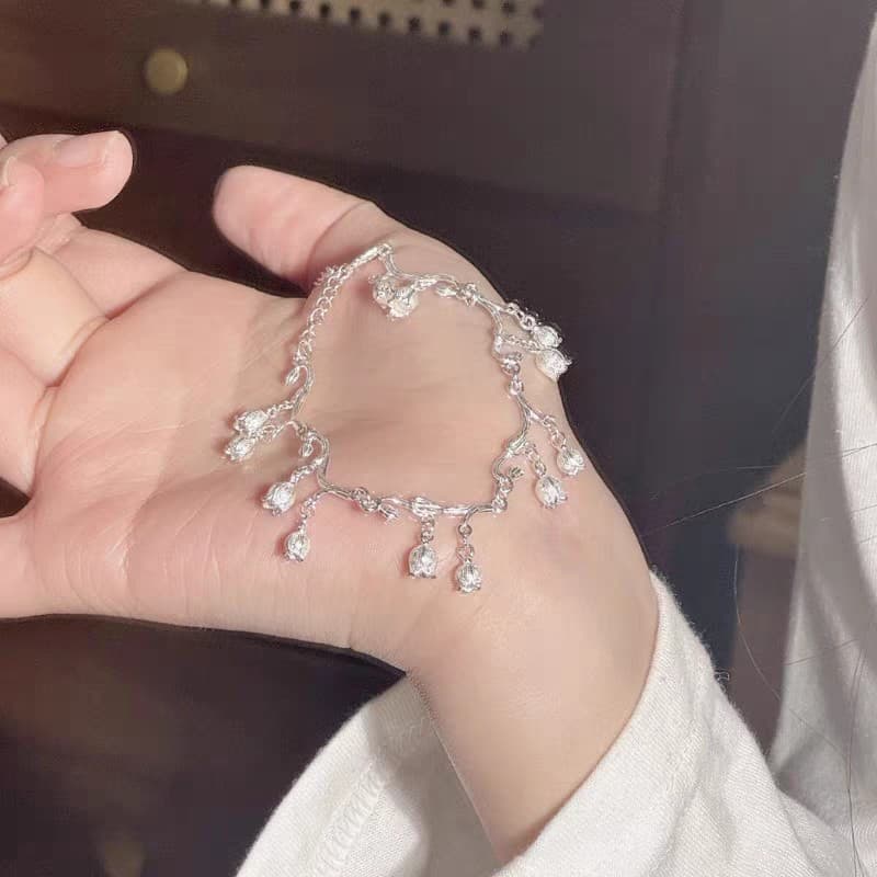 Pulsera de plata esterlina 999 con dije de lirio de los valles