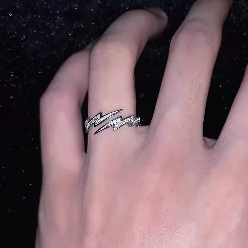 Anillo abierto de moda para hombre, diseño retro plateado