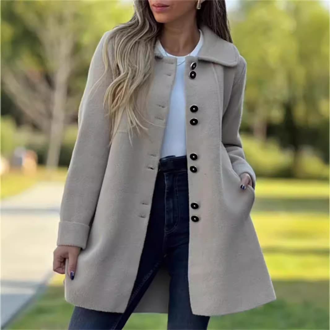 Chaqueta térmica de vellón abotonada para mujer
