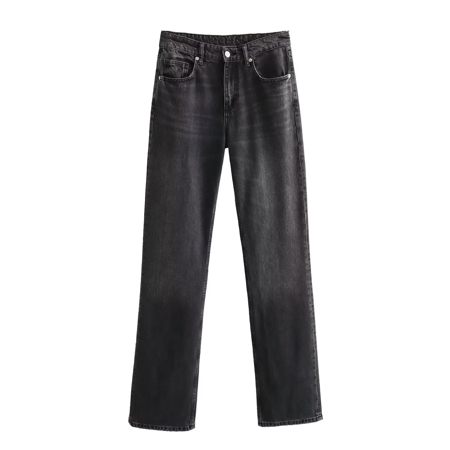Jeans rectos cintura alta para otoño e invierno