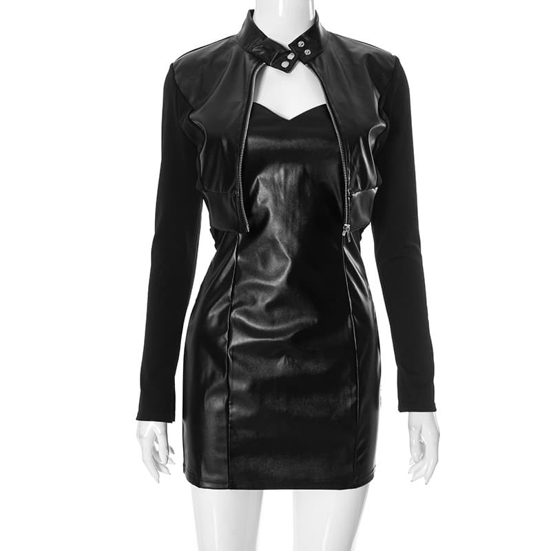 Conjunto de vestido tubo con abrigo para mujer