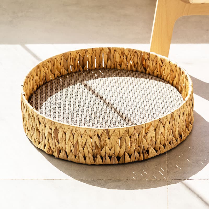 Tabla rascadora para gatos con nido cálido de ratán