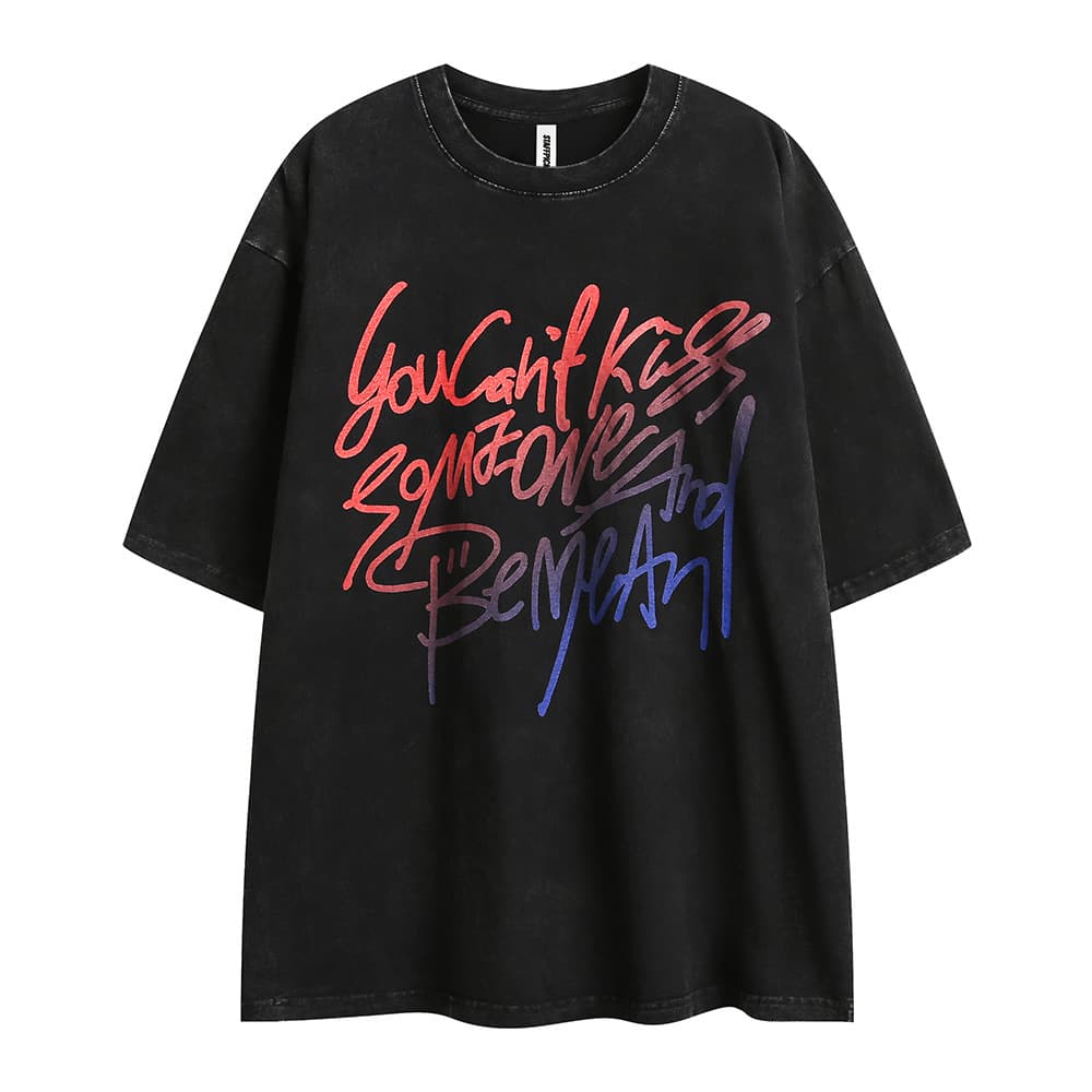 Remera hombre manga corta estampado letras