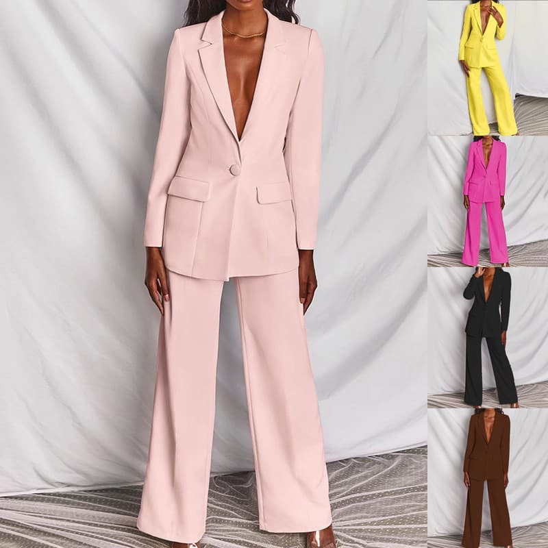 Conjunto de traje casual: blazer y pantalón recto