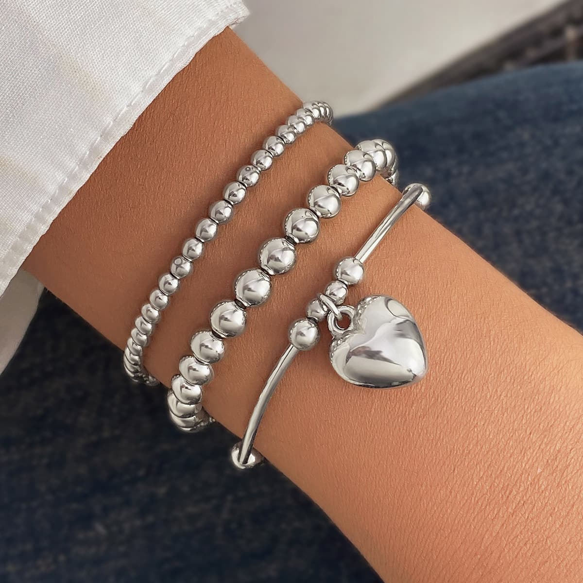 Pulsera de bolas multicapa de 3 piezas
