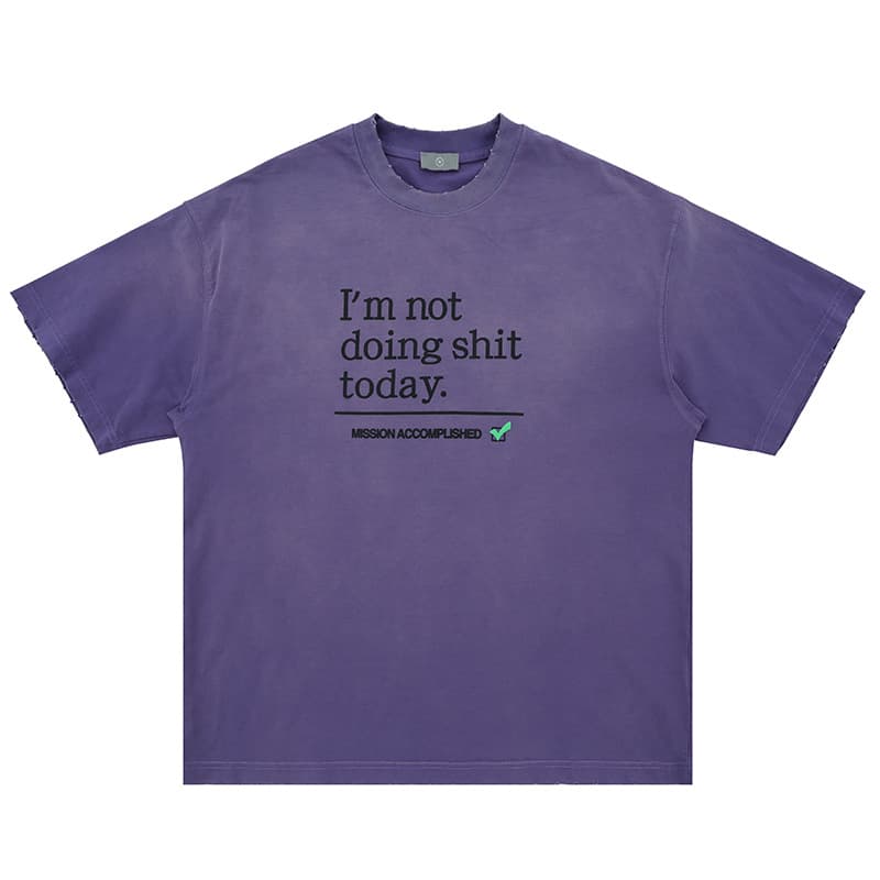 Camiseta de algodón suelta efecto desgastado púrpura