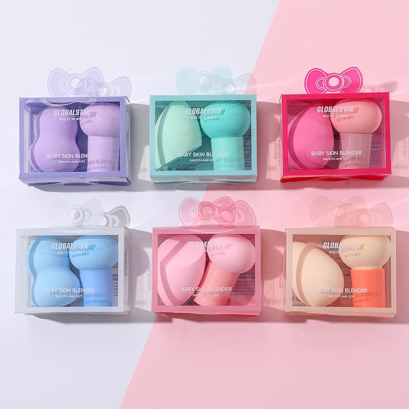 Set de 2 esponjas de maquillaje: punta de seta y huevo