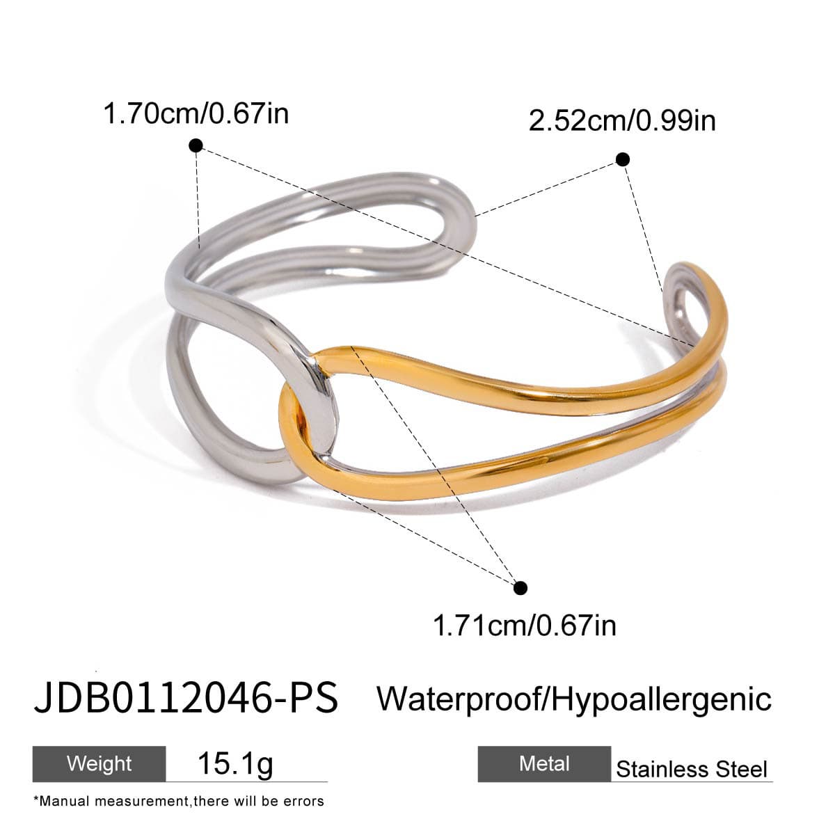 Brazalete dos tonos dorado acero inoxidable