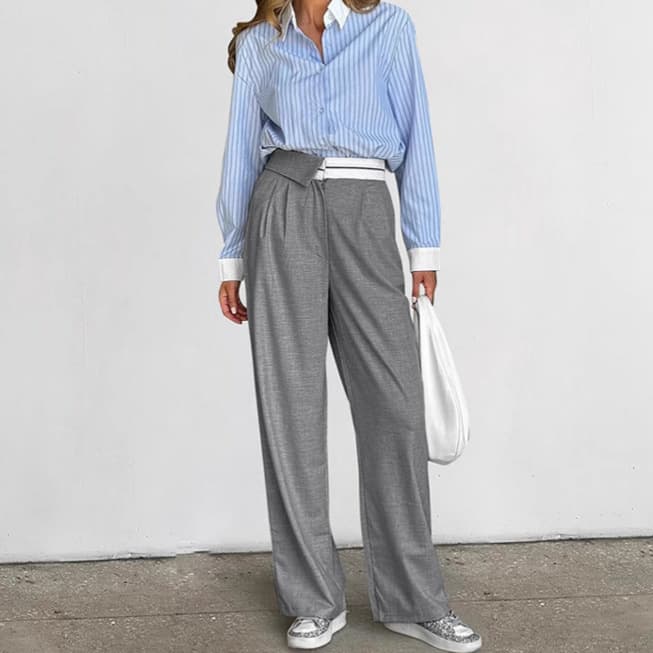 Pantalones talle alto con parches para mujer