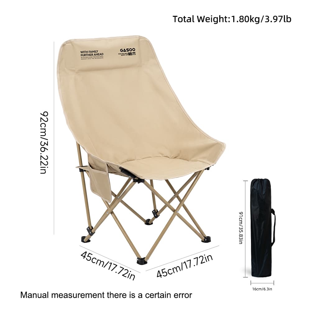 Silla de campamento plegable con respaldo alto y reposacabezas
