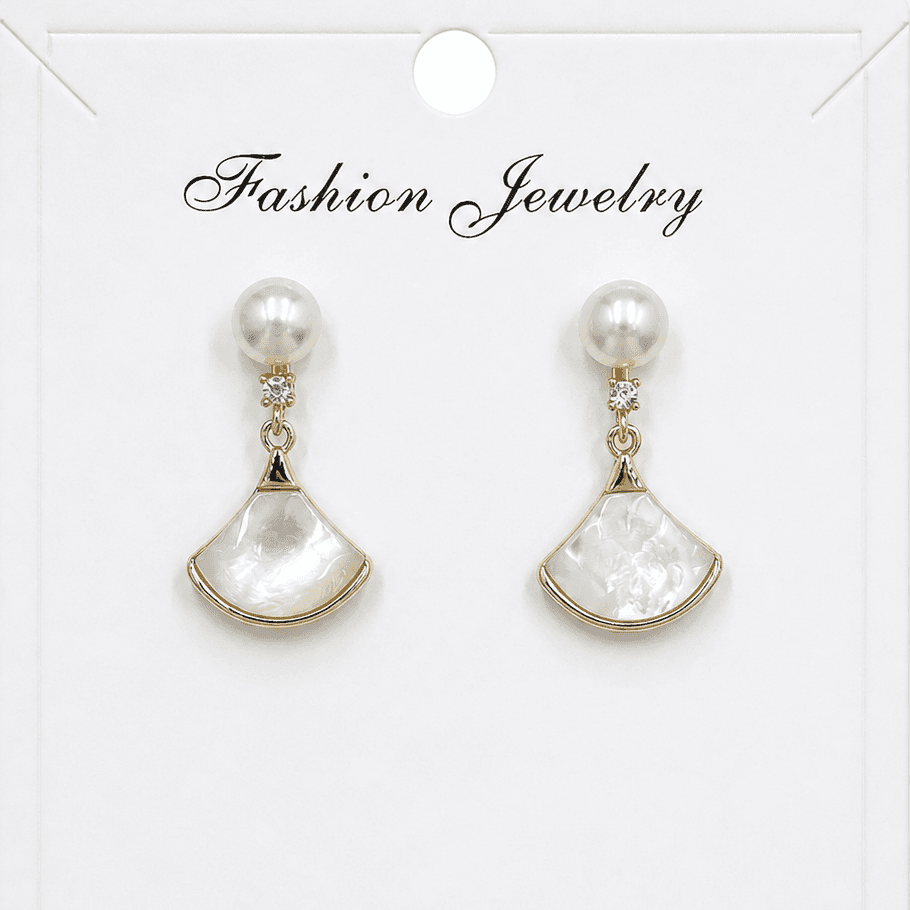 Aretes abanico de perla y nácar