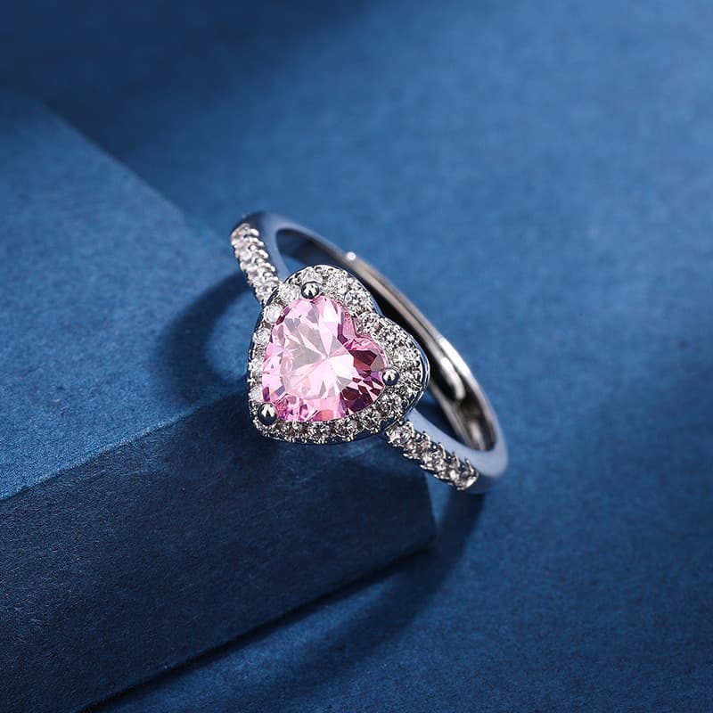 Anillo corazón de zirconia para mujer
