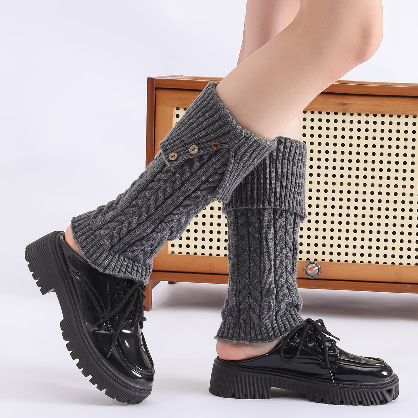 Calentador slouch de acrílico con patrón de rayas para invierno