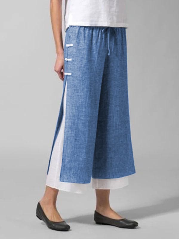 Pantalones elásticos de cintura con hebilla y doble capa