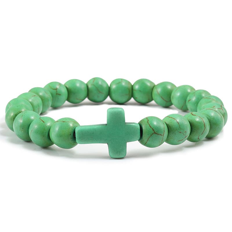 Pulsera de piedra con cruz