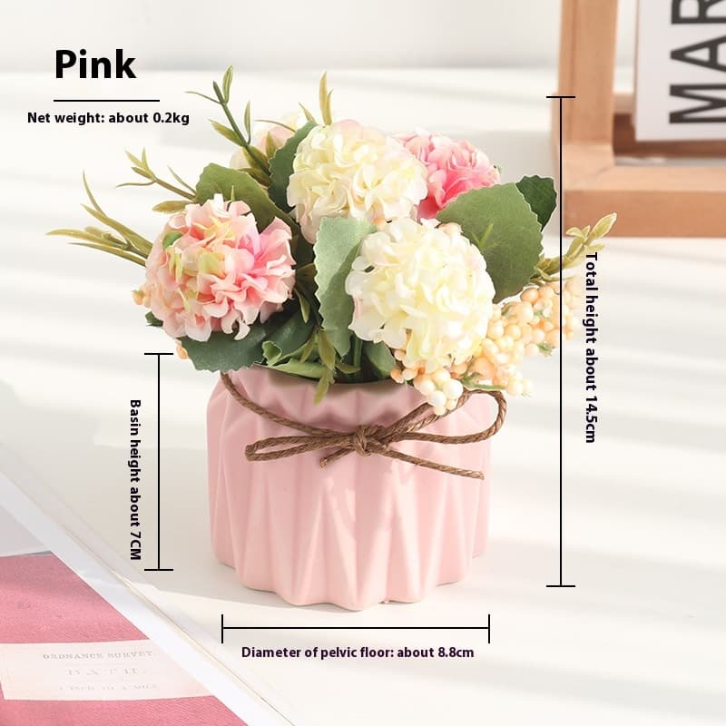 Bonsái de cerámica con flores artificiales para decoración