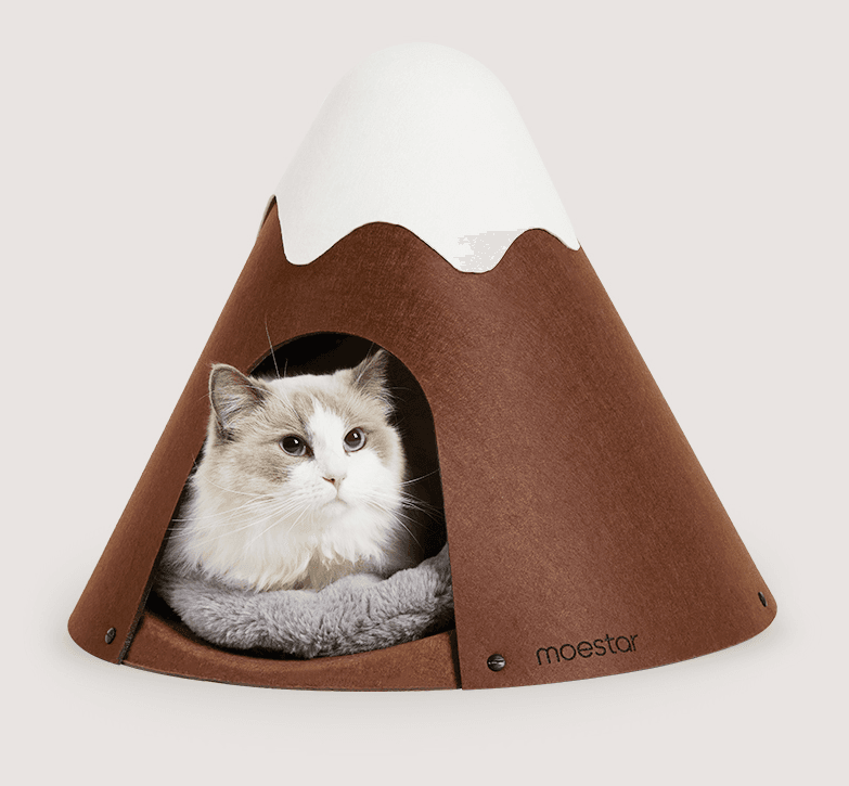 Tienda cerrada para gatos con techo nevado e incluye almohadilla