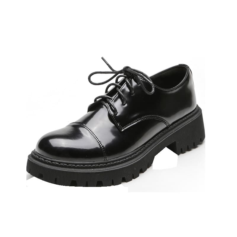 Zapatos plataforma retro sin cordones en colores lisos