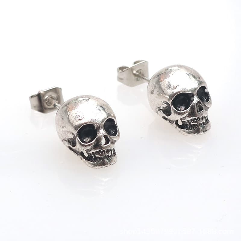 Aretes colgantes con calavera retro para Halloween