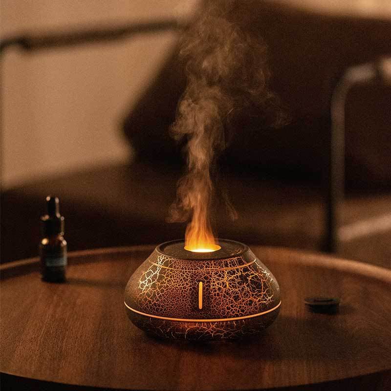 Difusor ultrasónico con luz LED y efecto llama para aromaterapia