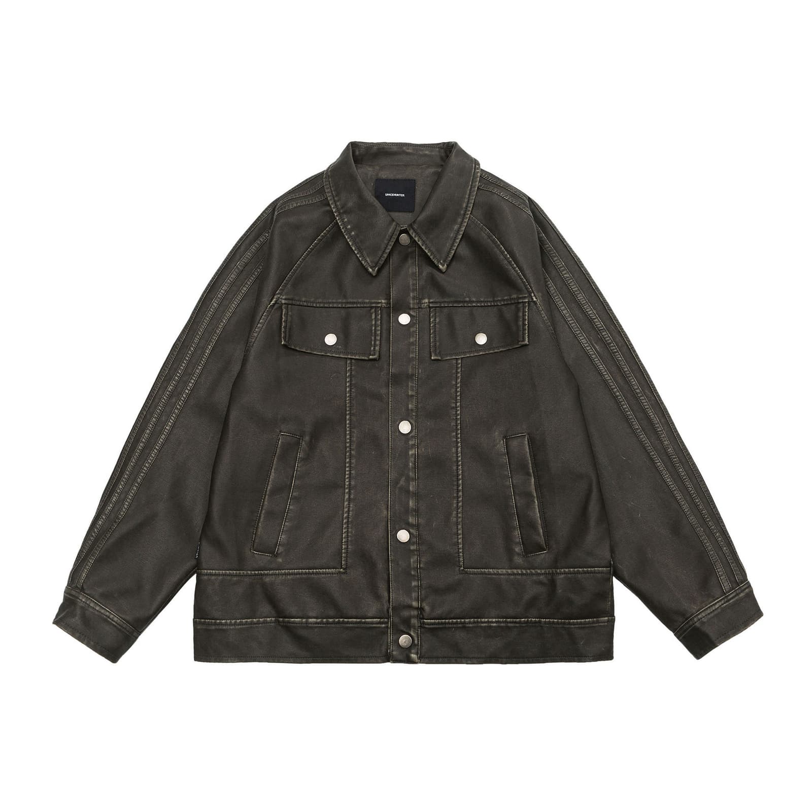 Chaqueta de cuero retro para motociclista hombre y mujer