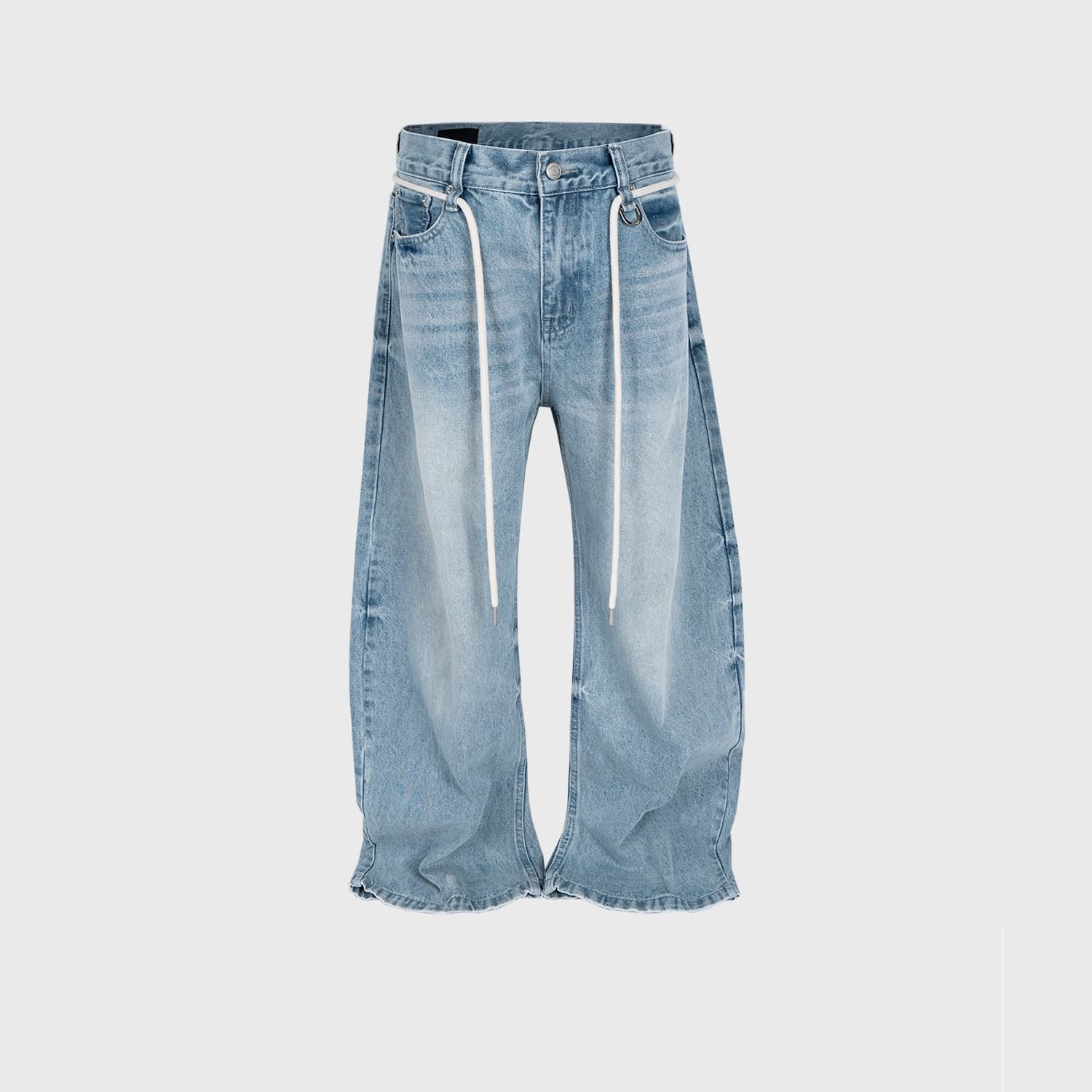 Jeans vintage lavado corte recto con cinturón