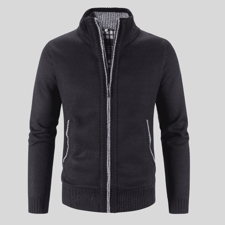 Cardigan de hombre con cuello de pie color liso