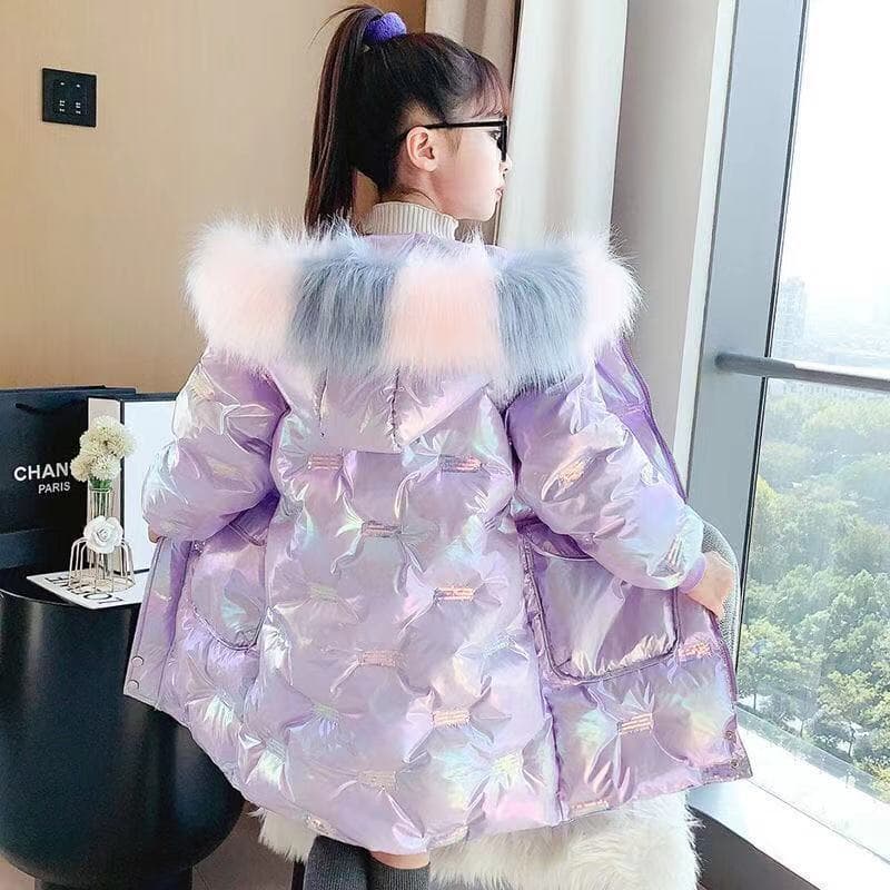 Chaqueta de invierno de algodón para niñas, largo medio